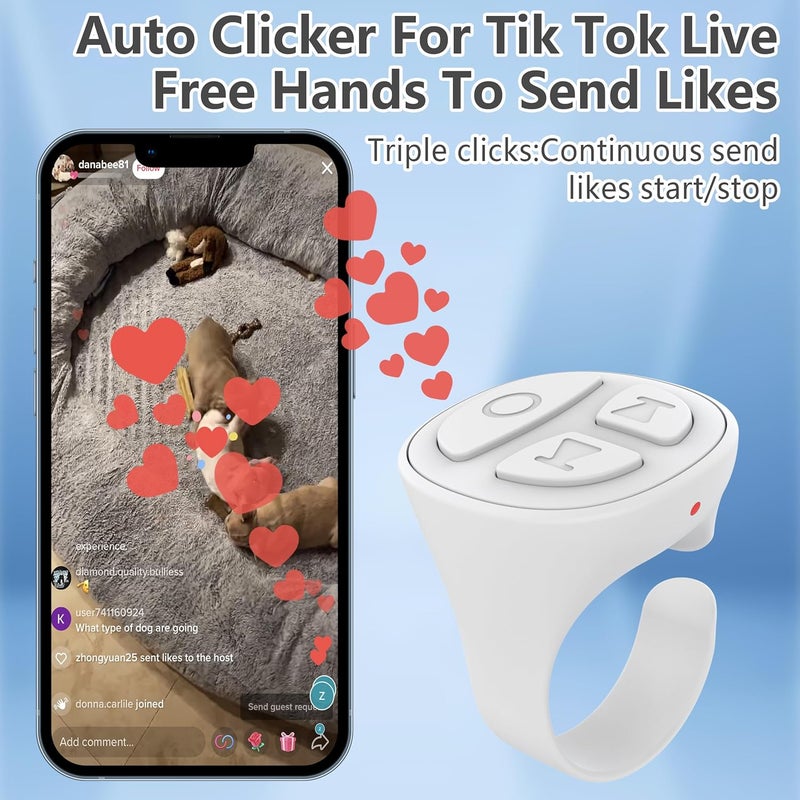 STDFORU TikTok Scrolling Ring, Bluetooth Camera Remote Control, Scrolling Ring for iPhone,TIK Tok, iPad, Android (White) - Image 3